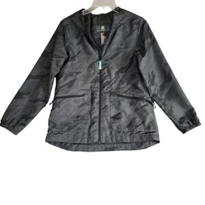 Champion Black And Gray Camouflage Windbreaker Jacket Womens Medium